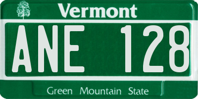 VT license plate ANE128