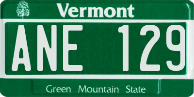 VT license plate ANE129