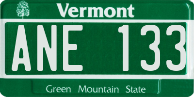 VT license plate ANE133