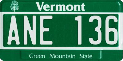 VT license plate ANE136