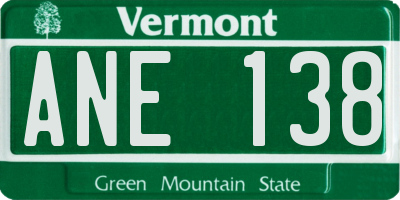 VT license plate ANE138