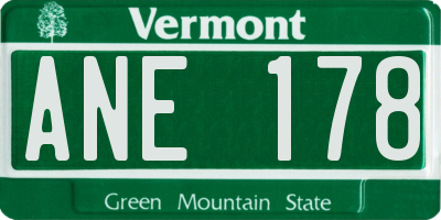 VT license plate ANE178