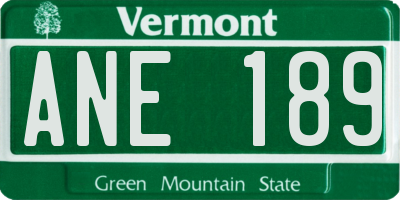 VT license plate ANE189