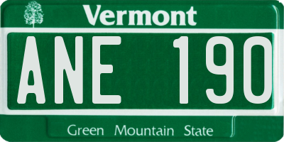 VT license plate ANE190