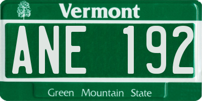 VT license plate ANE192
