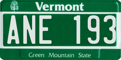 VT license plate ANE193
