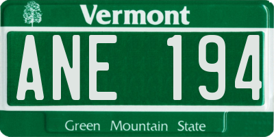 VT license plate ANE194