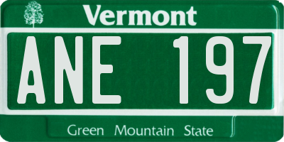 VT license plate ANE197
