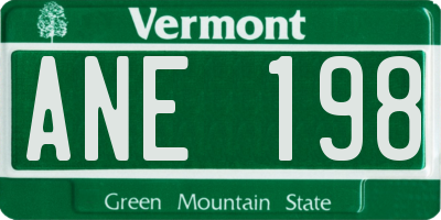 VT license plate ANE198
