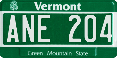 VT license plate ANE204