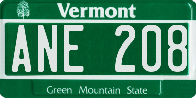 VT license plate ANE208