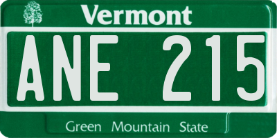 VT license plate ANE215