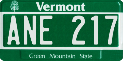 VT license plate ANE217