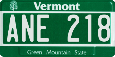 VT license plate ANE218