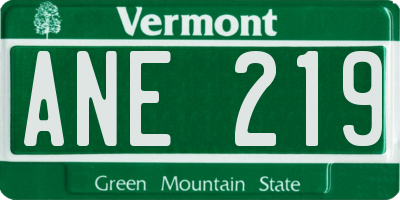 VT license plate ANE219