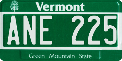 VT license plate ANE225