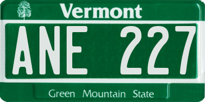 VT license plate ANE227