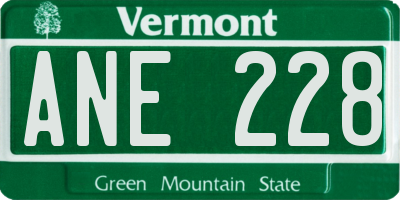 VT license plate ANE228