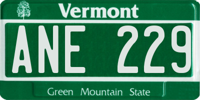 VT license plate ANE229