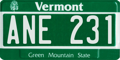 VT license plate ANE231