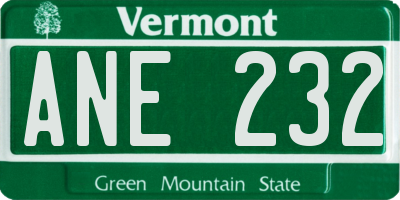VT license plate ANE232