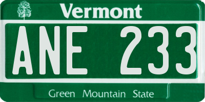 VT license plate ANE233