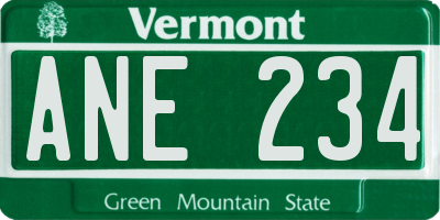 VT license plate ANE234