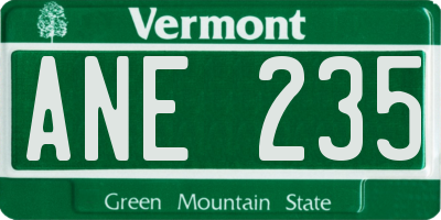 VT license plate ANE235