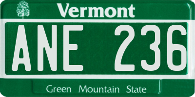 VT license plate ANE236