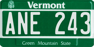 VT license plate ANE243