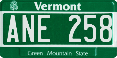 VT license plate ANE258
