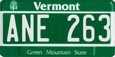 VT license plate ANE263