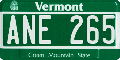 VT license plate ANE265