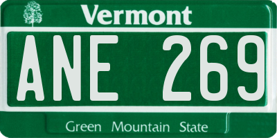VT license plate ANE269