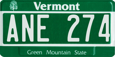 VT license plate ANE274