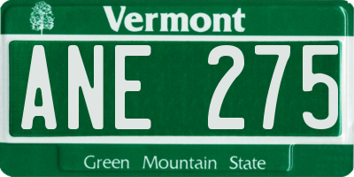 VT license plate ANE275