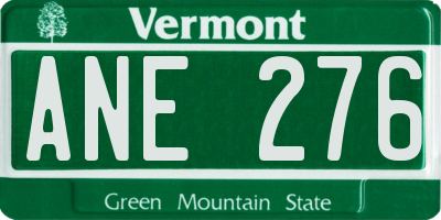 VT license plate ANE276
