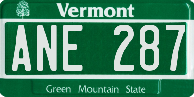 VT license plate ANE287