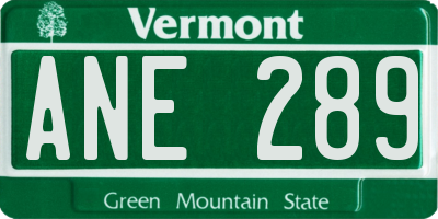 VT license plate ANE289