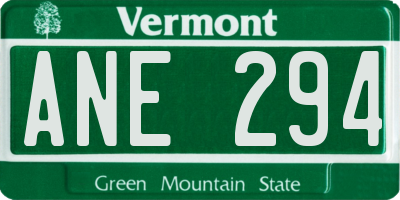 VT license plate ANE294