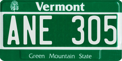 VT license plate ANE305