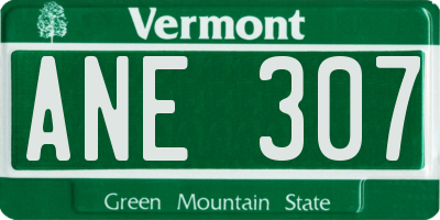 VT license plate ANE307