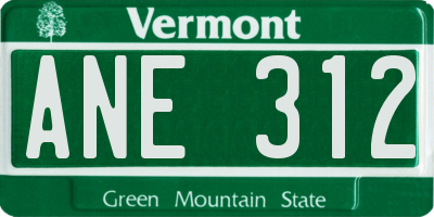 VT license plate ANE312