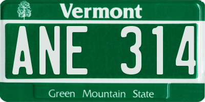 VT license plate ANE314