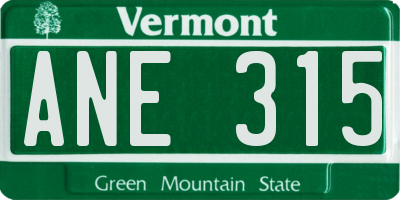 VT license plate ANE315