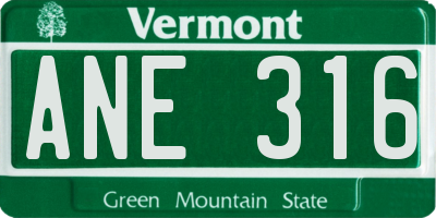 VT license plate ANE316