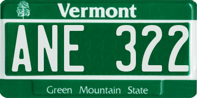 VT license plate ANE322