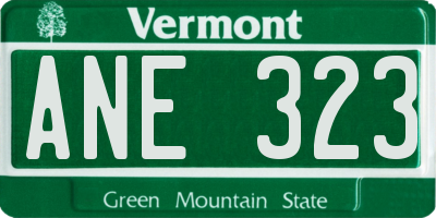 VT license plate ANE323