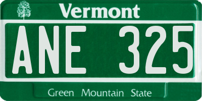 VT license plate ANE325