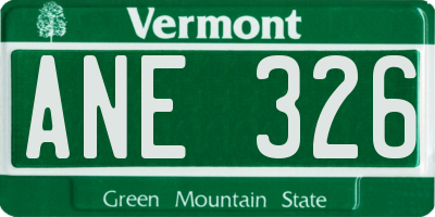 VT license plate ANE326